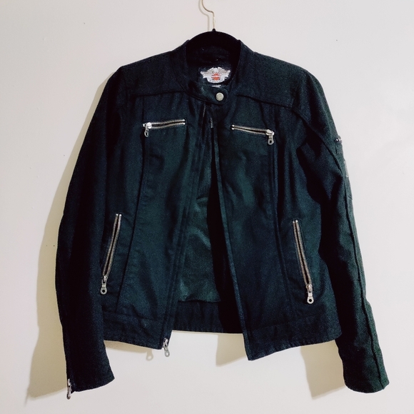 Harley Davidson Fully Lined Zip Up Denim Jacket Size XS - Picture 1 of 8